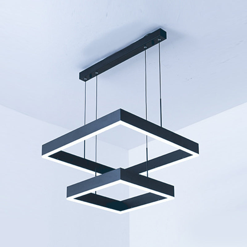 Rectangular Contemporary Chandelier Light Fixtures Restaurant Hanging Chandelier with Acrylic Shade