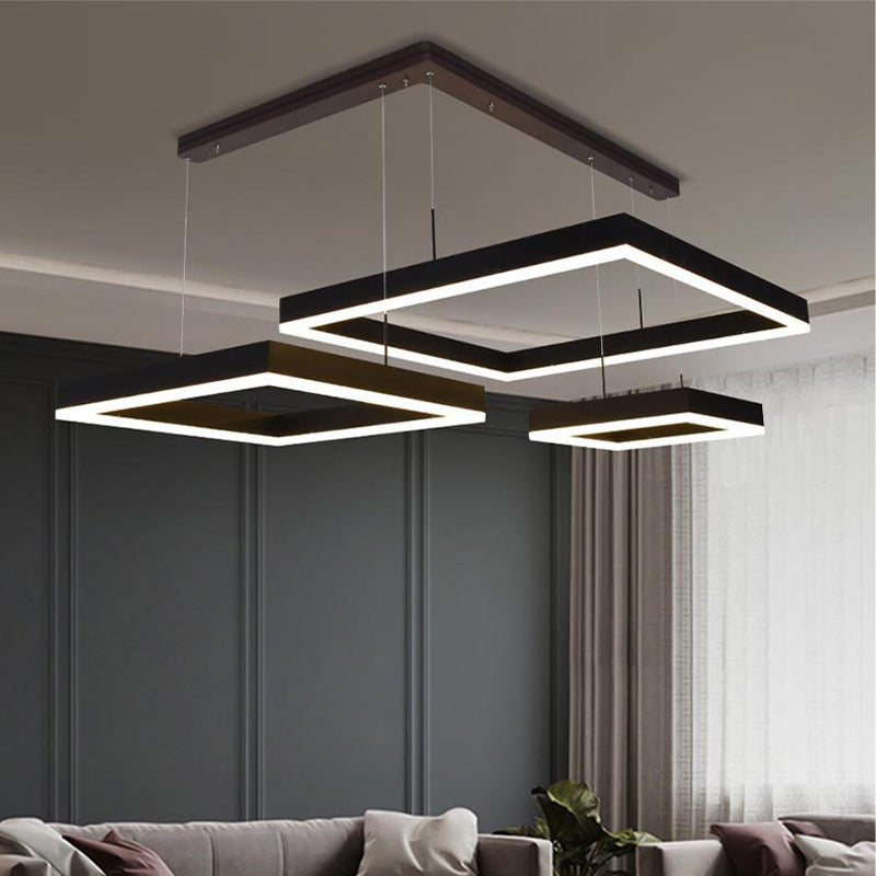 Rectangular Contemporary Chandelier Light Fixtures Restaurant Hanging Chandelier with Acrylic Shade