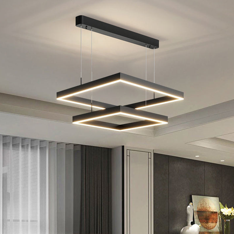 Rectangular Contemporary Chandelier Light Fixtures Restaurant Hanging Chandelier with Acrylic Shade