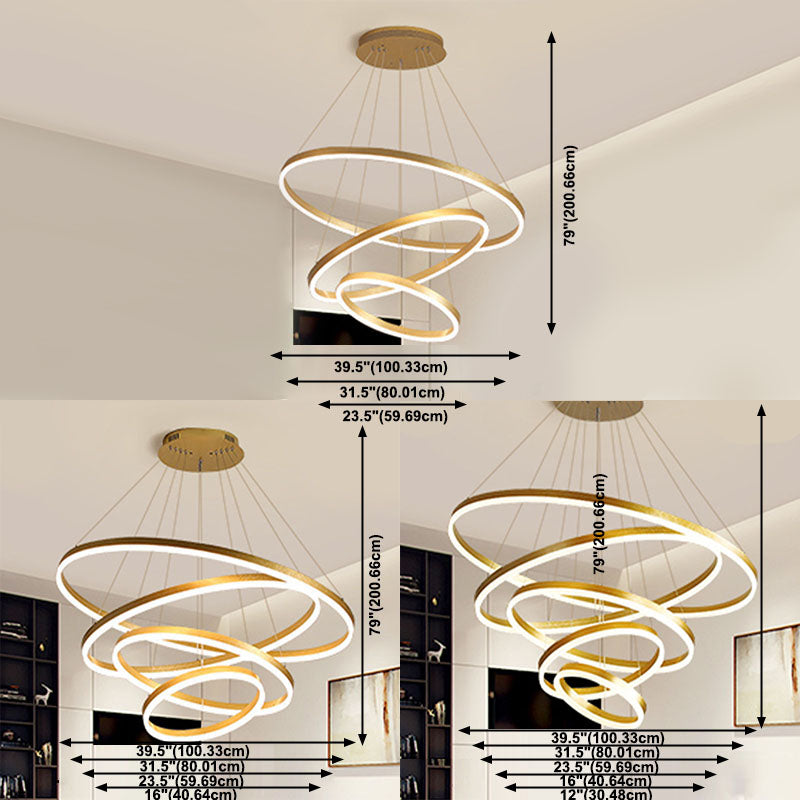 Lampada appesa a soffitto multistrato creativo con tonalità metallica per salotto