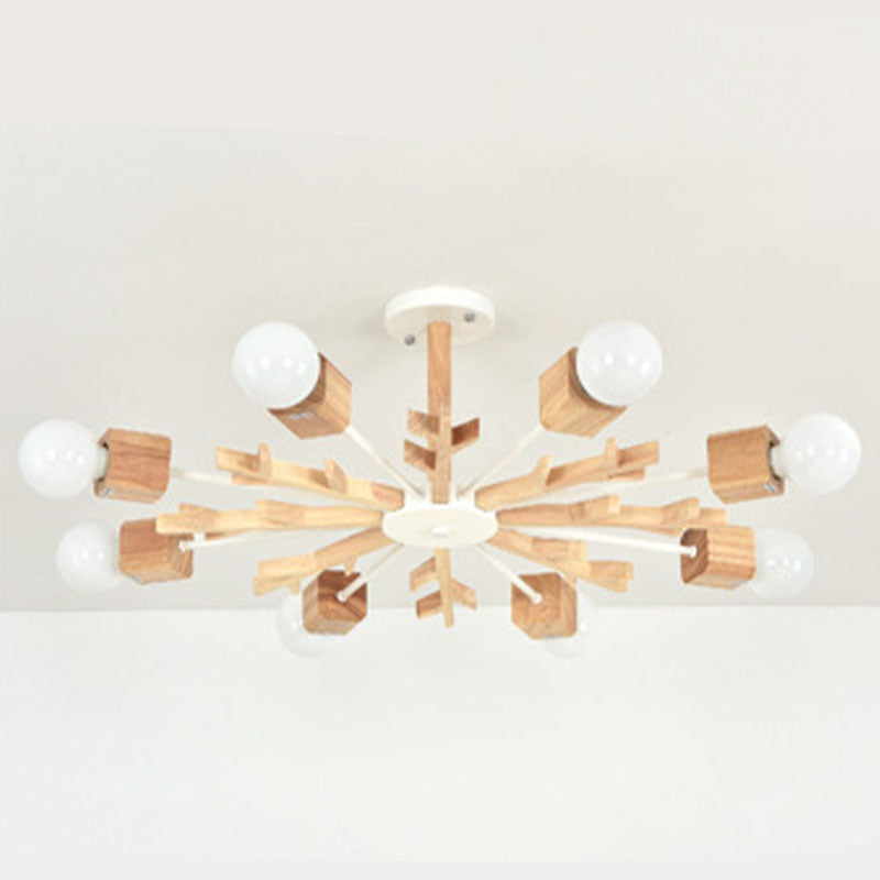 Kreative Einfachheit Holzheizpendelleuchte für Salon Café Shop