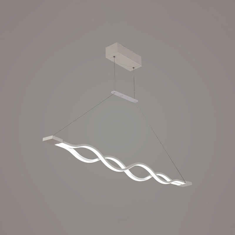 Modern Concise LED Island Light Lacquered Iron Linear Pendant Light with Acrylic Shade