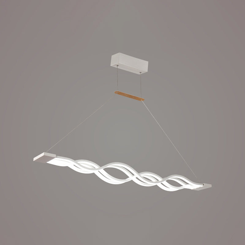 Modern Concise LED Island Light Lacquered Iron Linear Pendant Light with Acrylic Shade