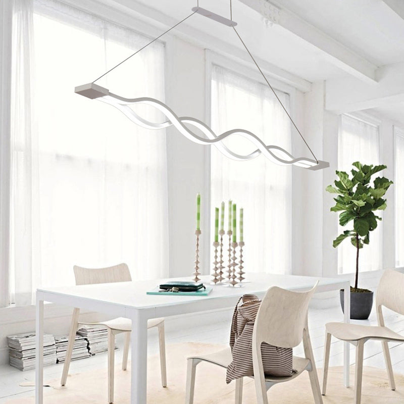 Modern Concise LED Island Light Lacquered Iron Linear Pendant Light with Acrylic Shade