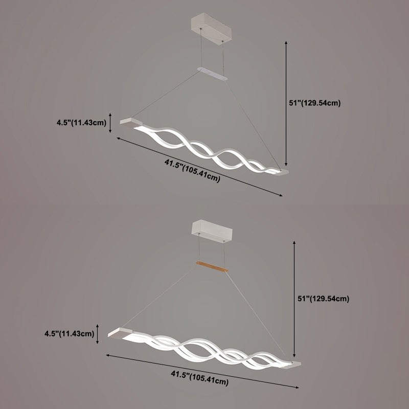 Modern Concise LED Island Light Lacquered Iron Linear Pendant Light with Acrylic Shade