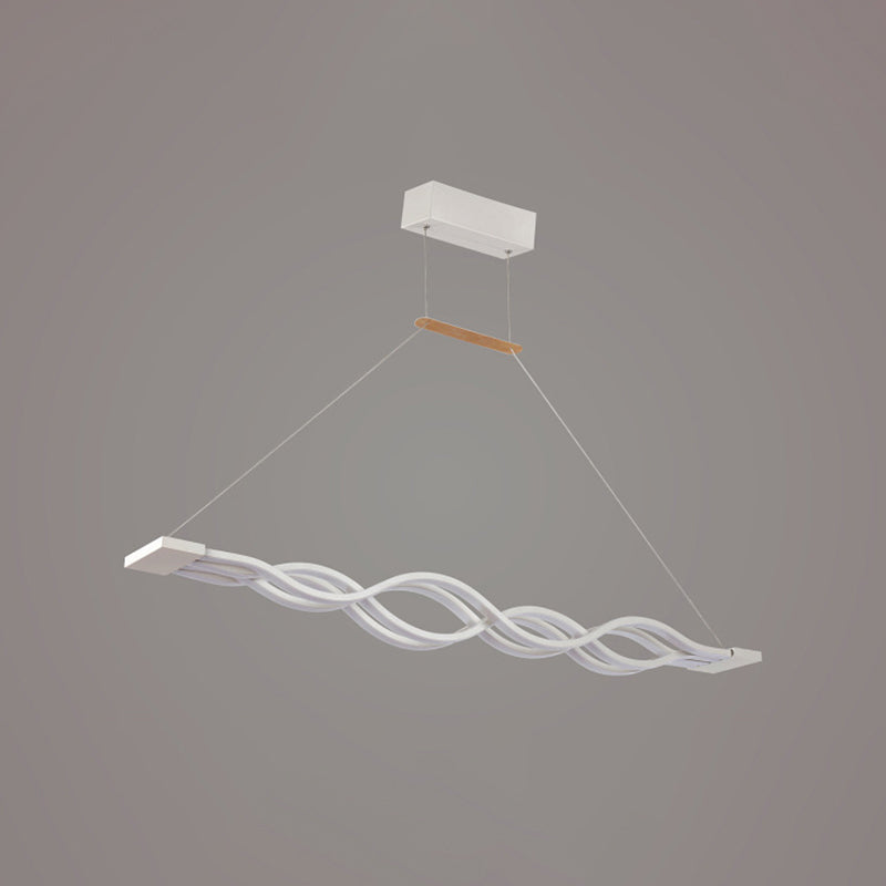 Modern Concise LED Island Light Lacquered Iron Linear Pendant Light with Acrylic Shade