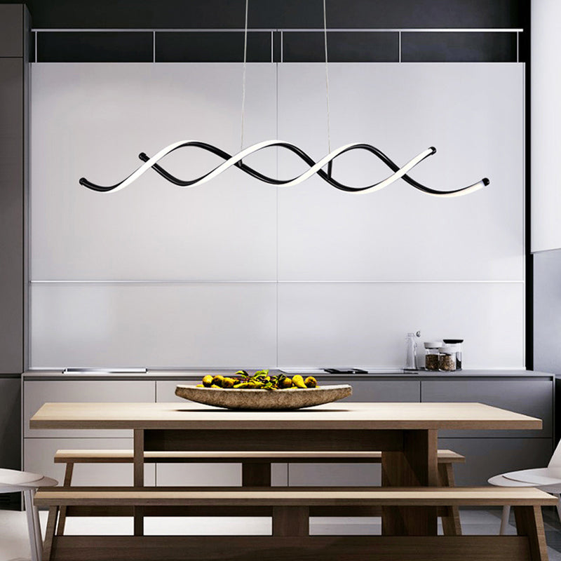 Modern Minimalist LED Island Light Froested Aluminium Linear Pendant Light with Silicone Shade
