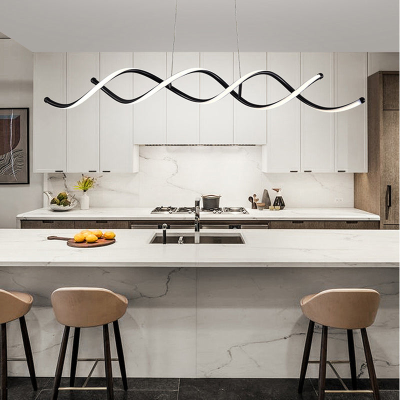 Modern Minimalist LED Island Light Froested Aluminium Linear Pendant Light with Silicone Shade