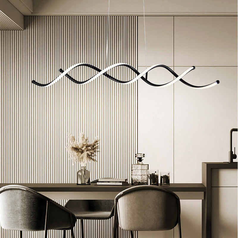 Modern Minimalist LED Island Light Froested Aluminium Linear Pendant Light with Silicone Shade