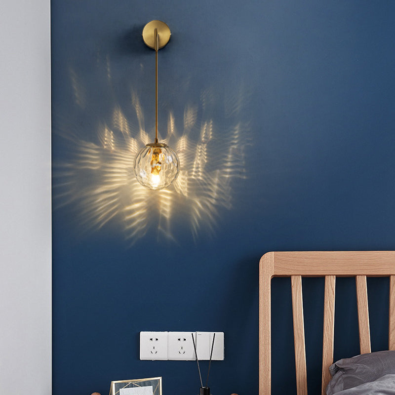 Gold Glass Wall Light Contemporary Global 1-light Wall Sconce for Bedroom
