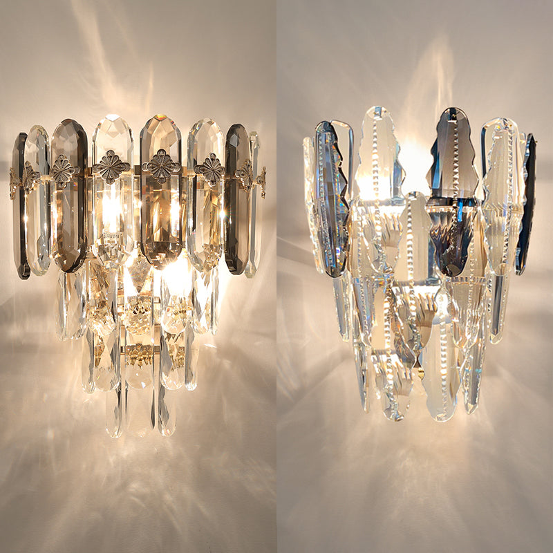 Lampade a sconde di cristallo in stile moderno a strati multi -luci a strati di montaggio a parete trasparente