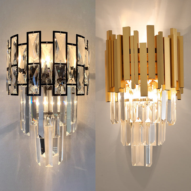 Lampade a sconde di cristallo in stile moderno a strati multi -luci a strati di montaggio a parete trasparente