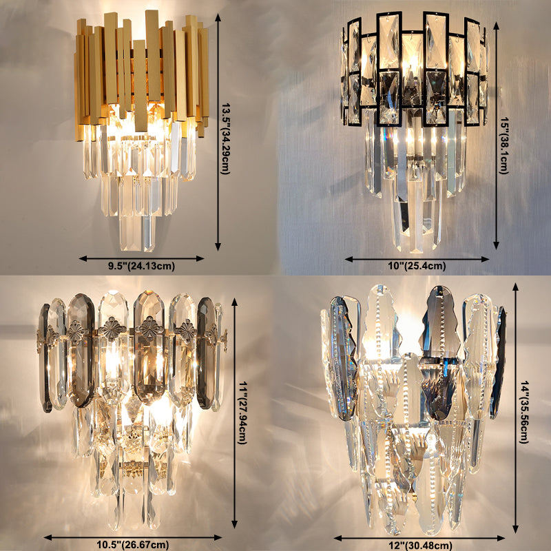 Lampade a sconde di cristallo in stile moderno a strati multi -luci a strati di montaggio a parete trasparente
