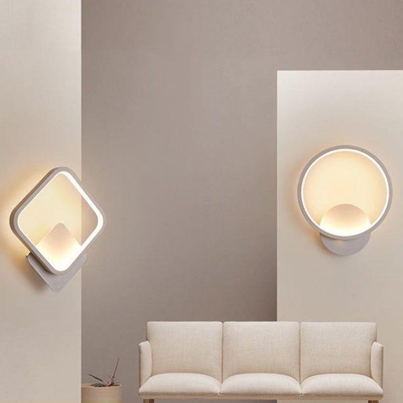 Metal Geometric Shade Wall Lights Modern Simple Style 1 Head Wall Mount Fixture in White