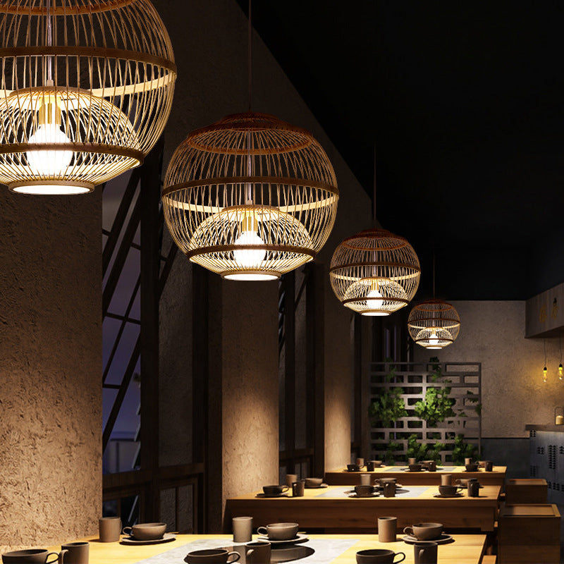 Bambus chinesische Hängende Deckenleuchte 1-Licht-Anhängerlicht für Teeberzimmer