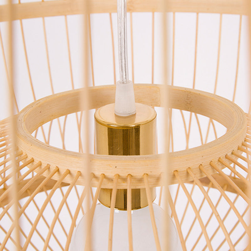 Bambus chinesische Hängende Deckenleuchte 1-Licht-Anhängerlicht für Teeberzimmer