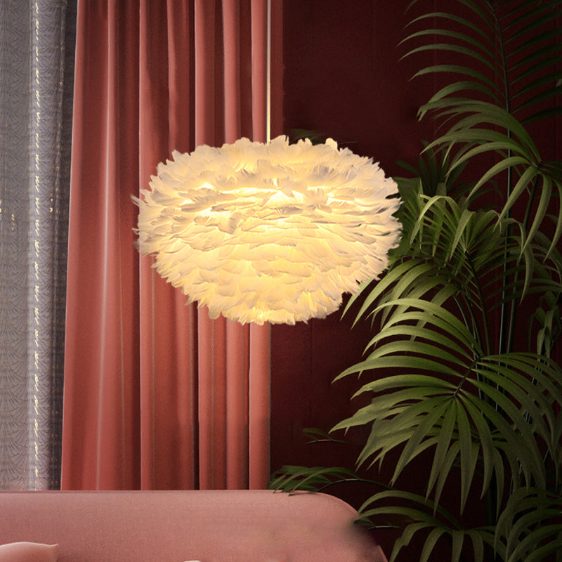 Lámpara de lámpara esférica lámpara moderna simplicidad de plumas de tono colgante para restaurante para restaurante