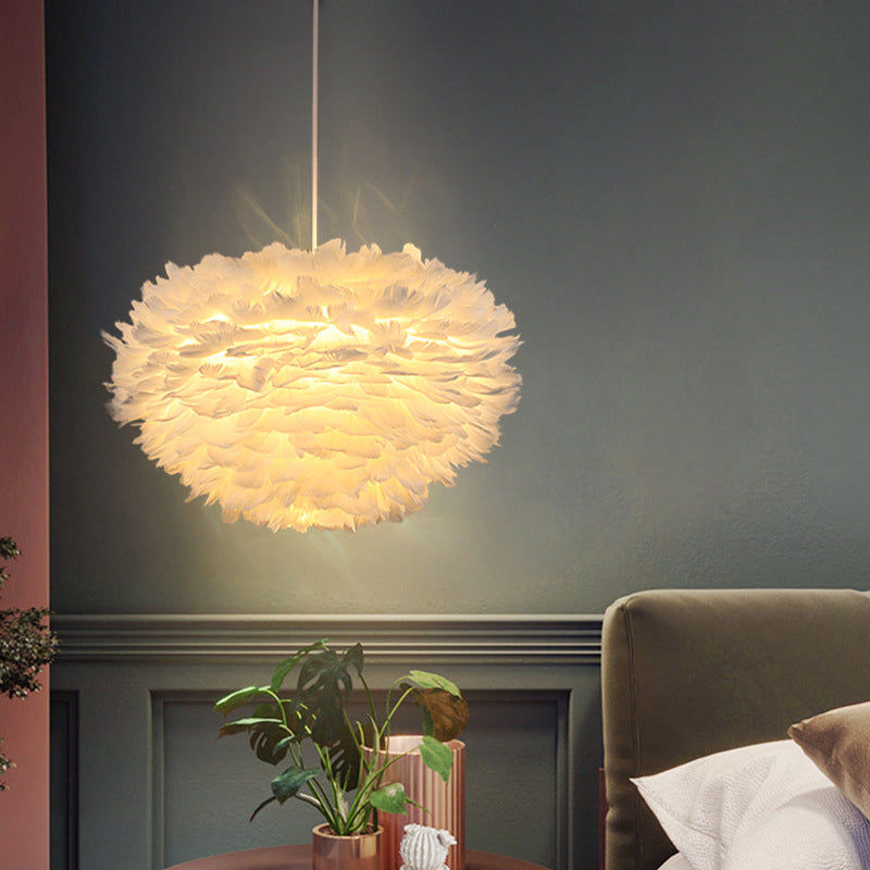 Lámpara de lámpara esférica lámpara moderna simplicidad de plumas de tono colgante para restaurante para restaurante