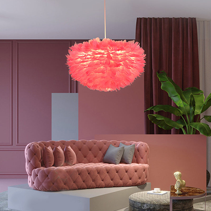 Lámpara de lámpara esférica lámpara moderna simplicidad de plumas de tono colgante para restaurante para restaurante