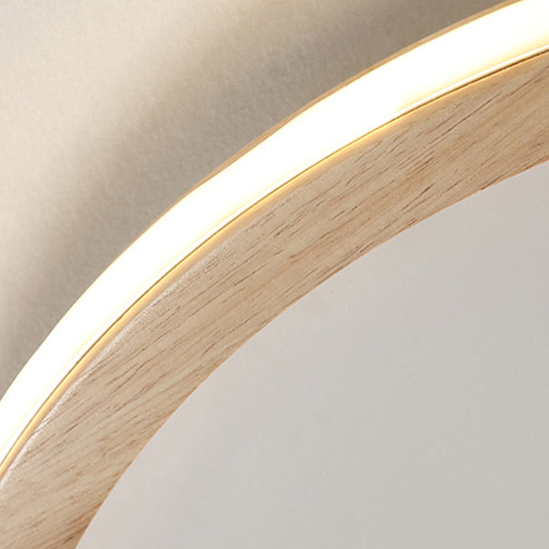 Contemporary Wooden Flush Mount Ceiling Light with Acrylic Shade for Drawing Room