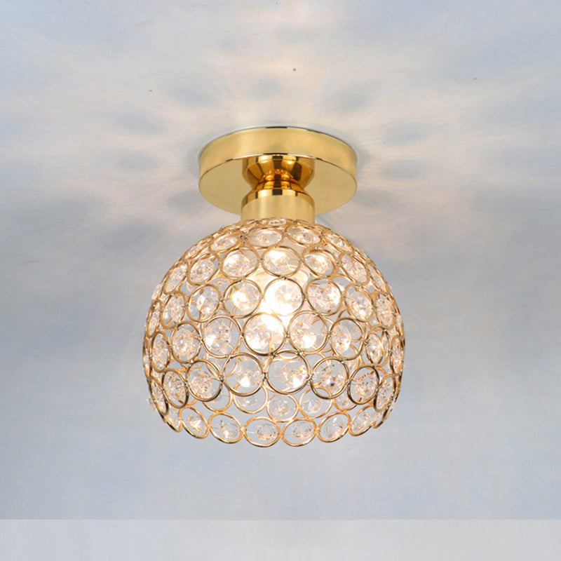 Lámpara de techo redonda de cristal, lámpara de montaje en techo de estilo moderno en oro