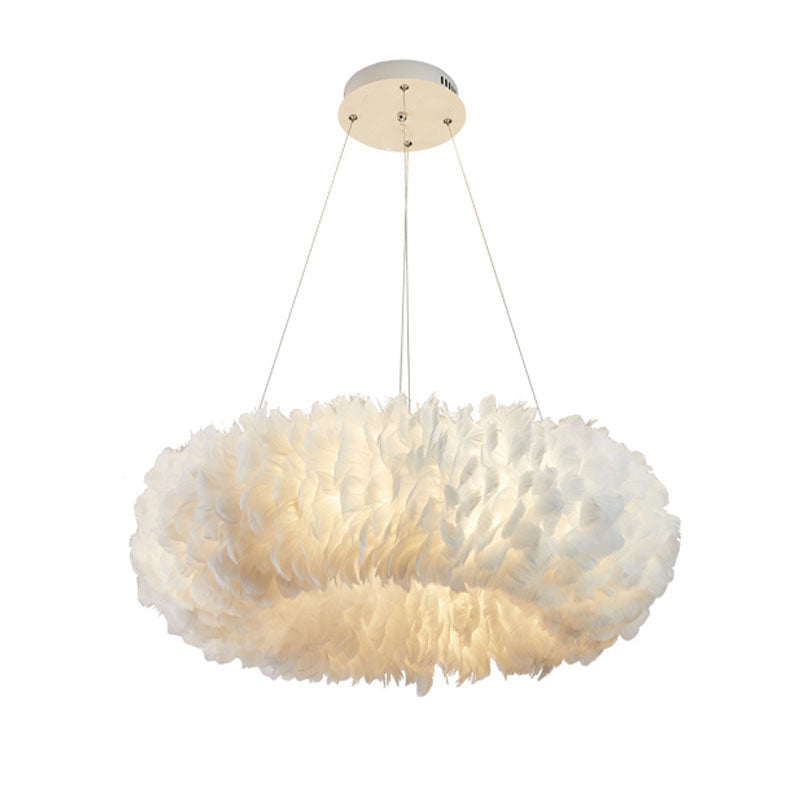 Multi-Kopf-Kronleuchterleuchten moderner Kronleuchter-Anhängerlampe mit weißem Federschatten