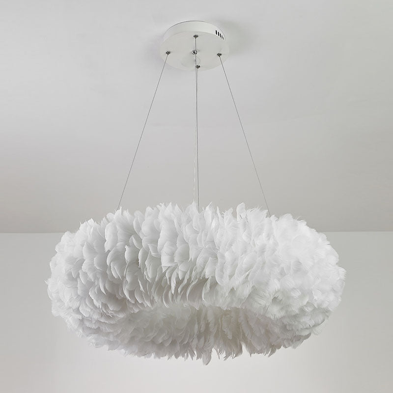 Multi-Kopf-Kronleuchterleuchten moderner Kronleuchter-Anhängerlampe mit weißem Federschatten