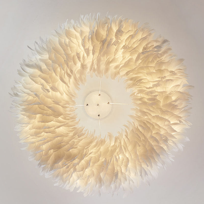 Multi-Kopf-Kronleuchterleuchten moderner Kronleuchter-Anhängerlampe mit weißem Federschatten