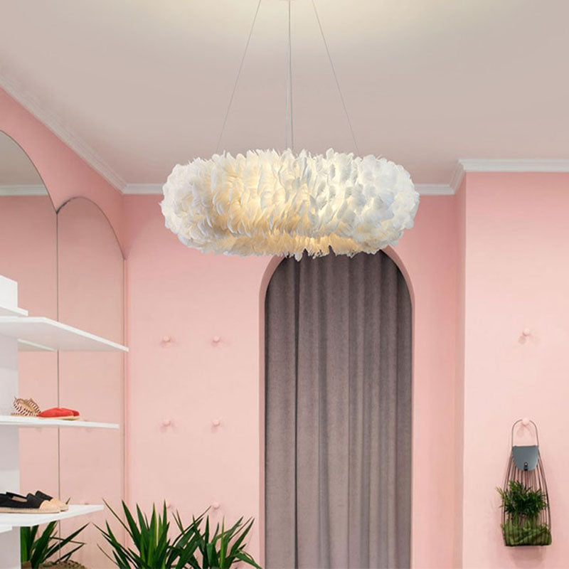 Multi-Kopf-Kronleuchterleuchten moderner Kronleuchter-Anhängerlampe mit weißem Federschatten