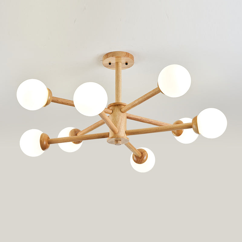 Globe Chandelier Light Fixtures Modern Multi-Head Beige Chandelier Pendant Lamp with Glass Shade