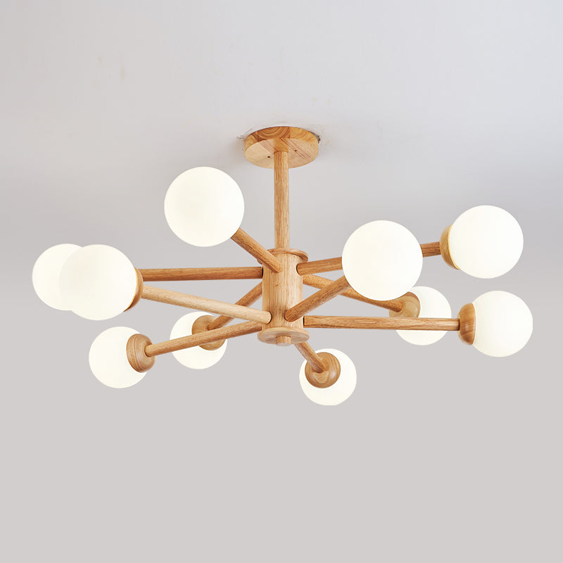 Globe Chandelier Light Fixtures Modern Multi-Head Beige Chandelier Pendant Lamp with Glass Shade