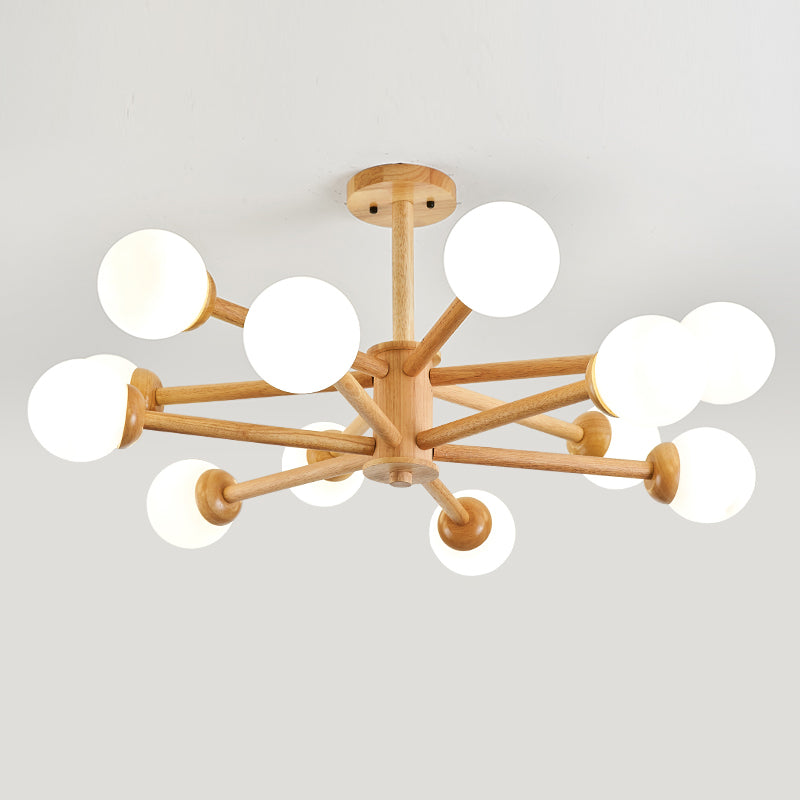 Globe Chandelier Light Fixtures Modern Multi-Head Beige Chandelier Pendant Lamp with Glass Shade