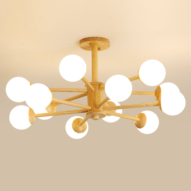 Globe Chandelier Light Fixtures Modern Multi-Head Beige Chandelier Pendant Lamp with Glass Shade
