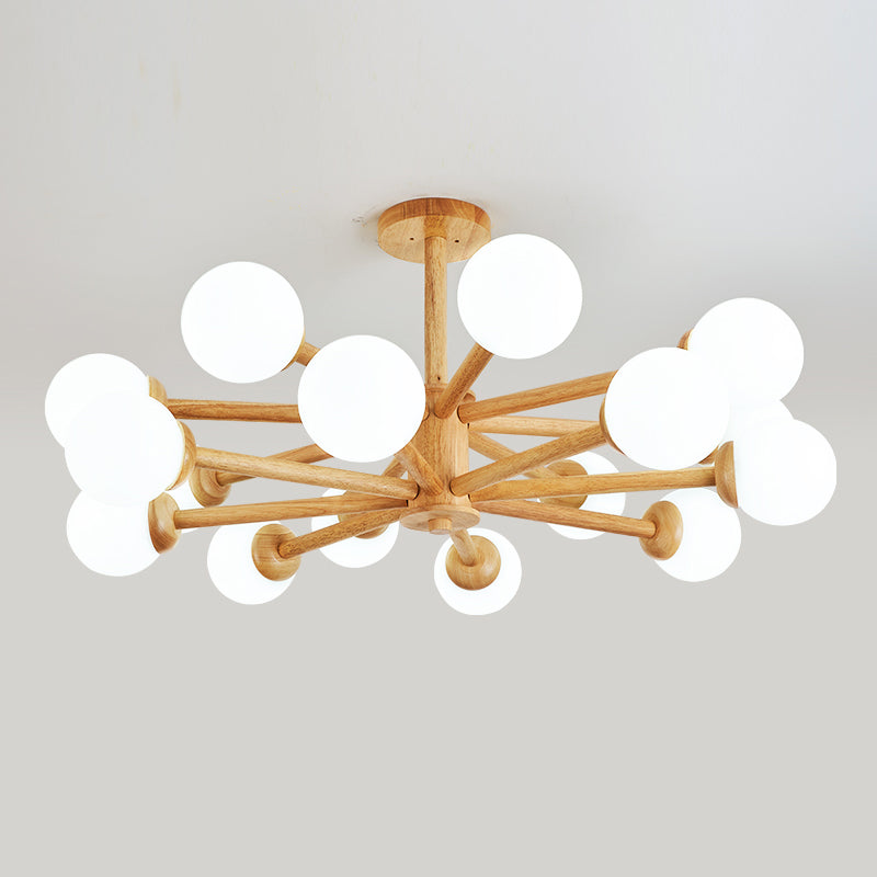 Globe Chandelier Light Fixtures Modern Multi-Head Beige Chandelier Pendant Lamp with Glass Shade