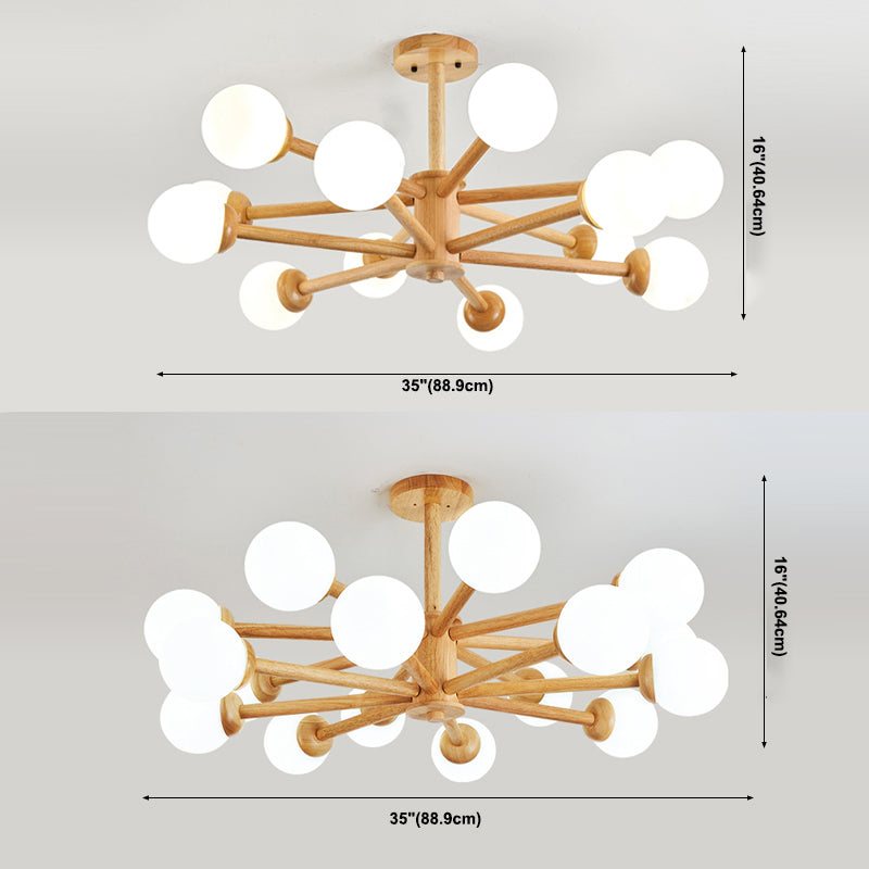 Globe Chandelier Light Fixtures Modern Multi-Head Beige Chandelier Pendant Lamp with Glass Shade