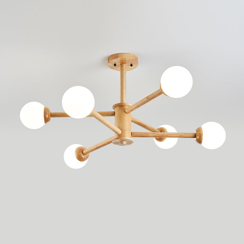 Globe Chandelier Light Fixtures Modern Multi-Head Beige Chandelier Pendant Lamp with Glass Shade