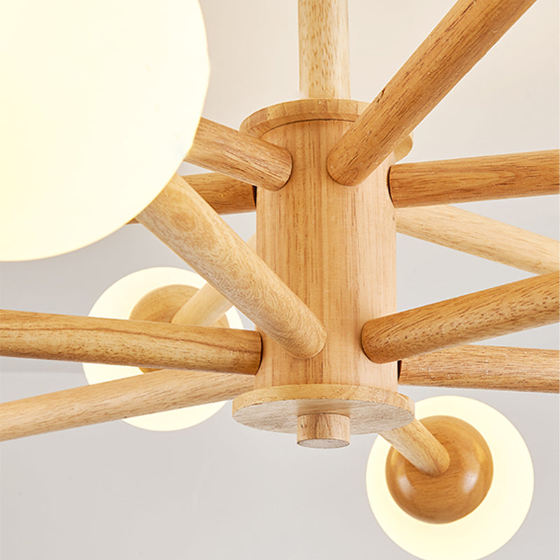 Globe Chandelier Light Fixtures Modern Multi-Head Beige Chandelier Pendant Lamp with Glass Shade