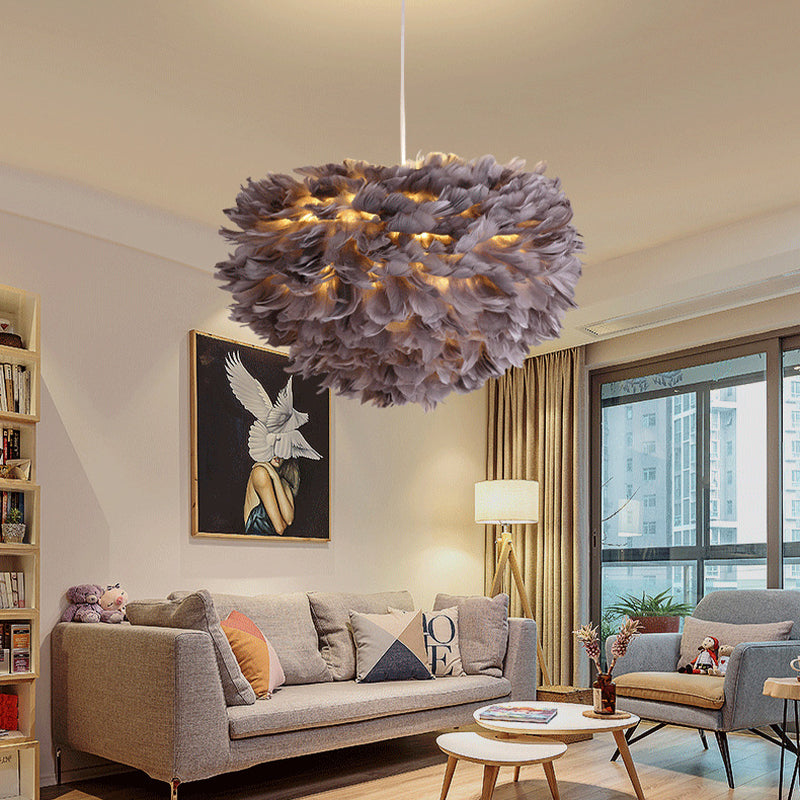 Lámpara de lámpara esférica lámpara moderna simplicidad de plumas de tono colgante para restaurante para restaurante