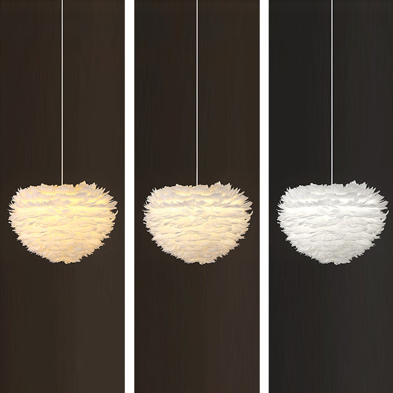 Lámpara de lámpara esférica lámpara moderna simplicidad de plumas de tono colgante para restaurante para restaurante