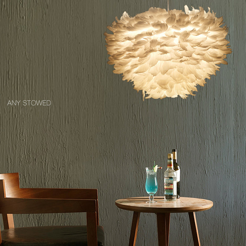 Lámpara de lámpara esférica lámpara moderna simplicidad de plumas de tono colgante para restaurante para restaurante