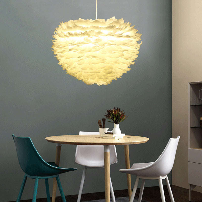 Lámpara de lámpara esférica lámpara moderna simplicidad de plumas de tono colgante para restaurante para restaurante