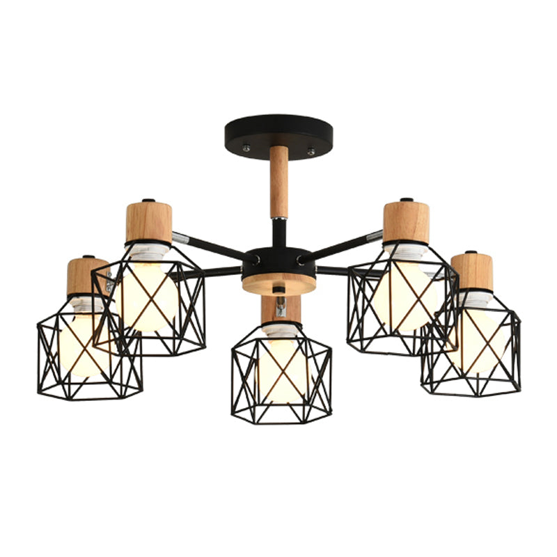 Käfigleuchter hungern hell einfacher Stil Holzdecke Anhänger Licht für Wohnzimmer