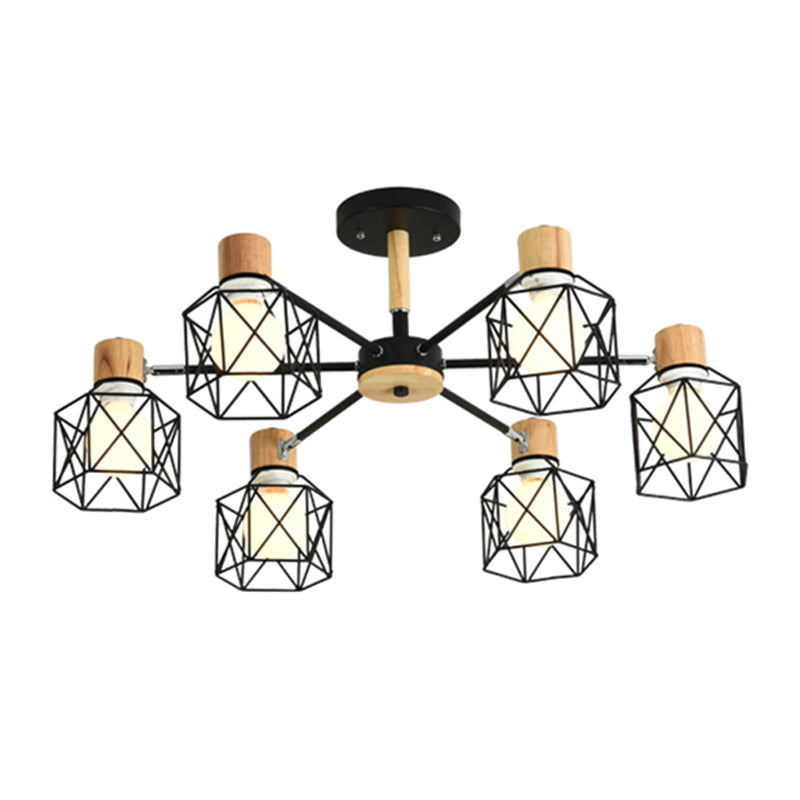 Käfigleuchter hungern hell einfacher Stil Holzdecke Anhänger Licht für Wohnzimmer