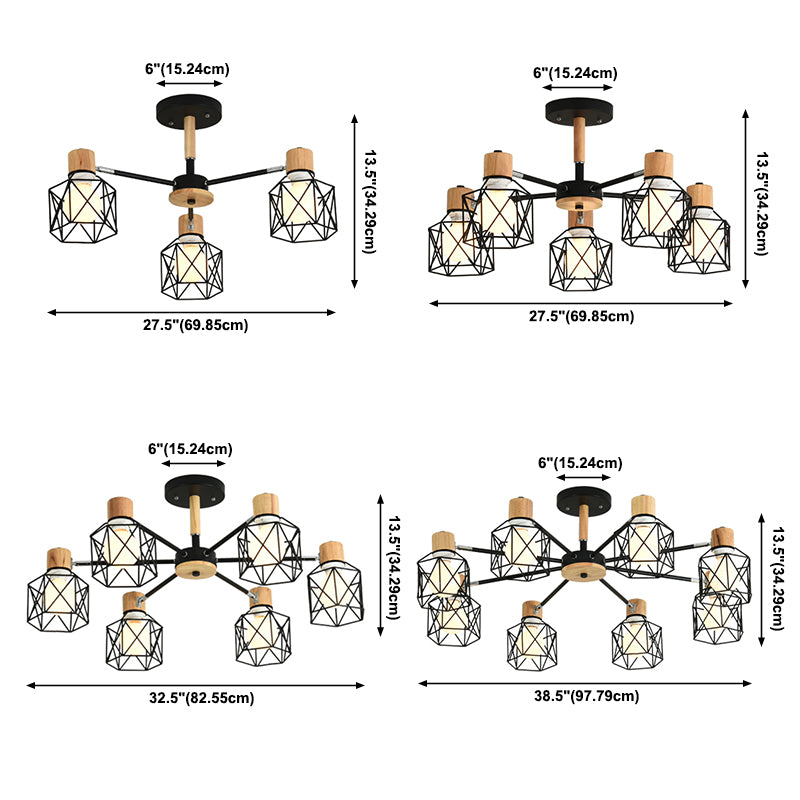 Käfigleuchter hungern hell einfacher Stil Holzdecke Anhänger Licht für Wohnzimmer