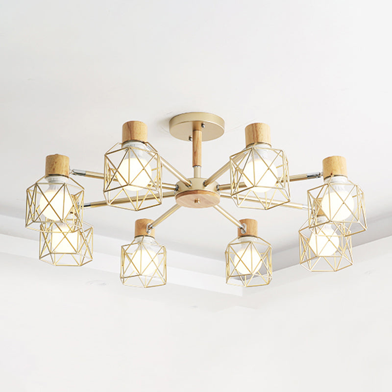 Käfigleuchter hungern hell einfacher Stil Holzdecke Anhänger Licht für Wohnzimmer