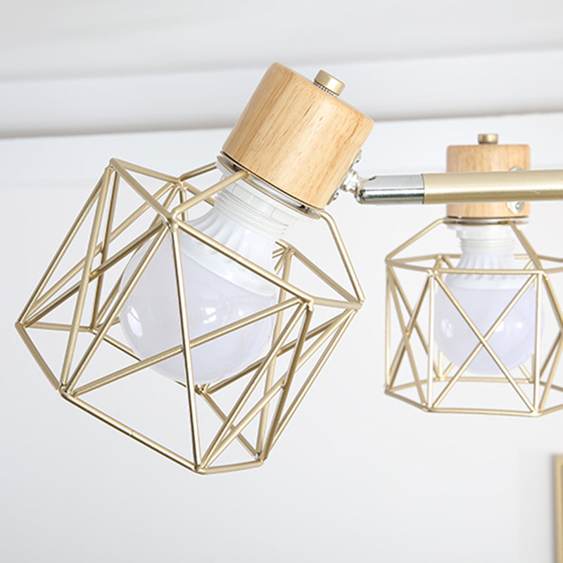 Caged Chandelier Pendant Light Simple Style Wood Ceiling Pendant Light for Living Room