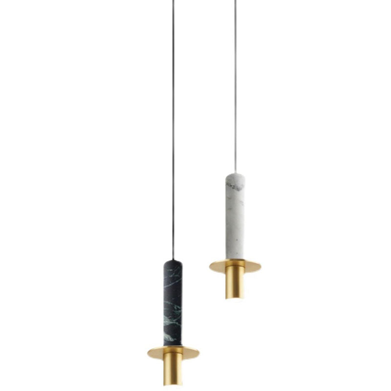 Style de minimalisme LED Hanging Light 1 Tube léger en pierre Suspension Lampe pour le bar de cuisine