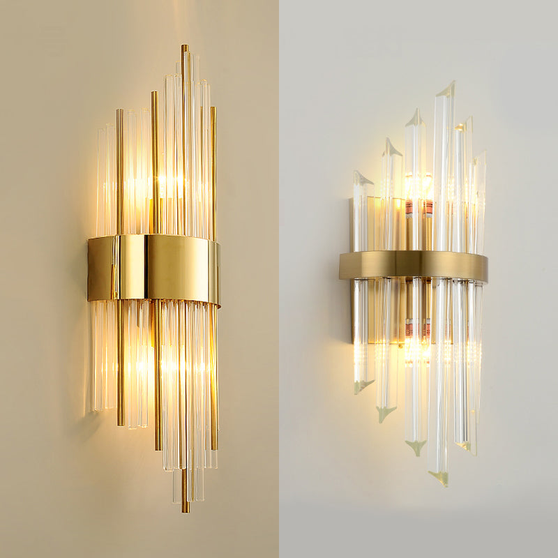 2 Lichter Wandleuchten mit klarem Kristallschatten postmoderner Stillicht für Schlafzimmer
