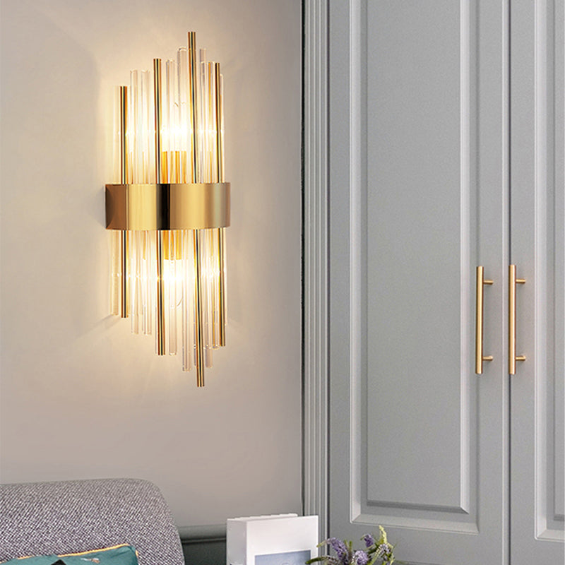 2 Lichter Wandleuchten mit klarem Kristallschatten postmoderner Stillicht für Schlafzimmer