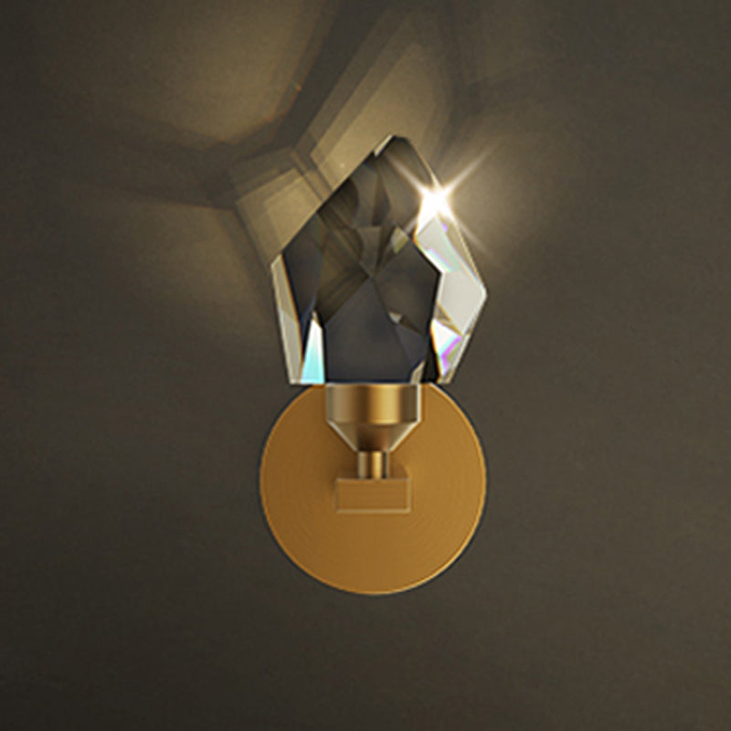 Simplicity Metal Wall Sconce with Clear Crystal Shade Postmodern Sconce Light Fixture